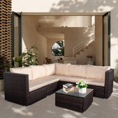 Outdoor wicker corner online lounge